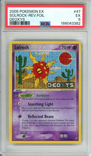 Pokemon Graded: Solrock 47/107 EX Deoxys (2005) Reverse Foil PSA 5