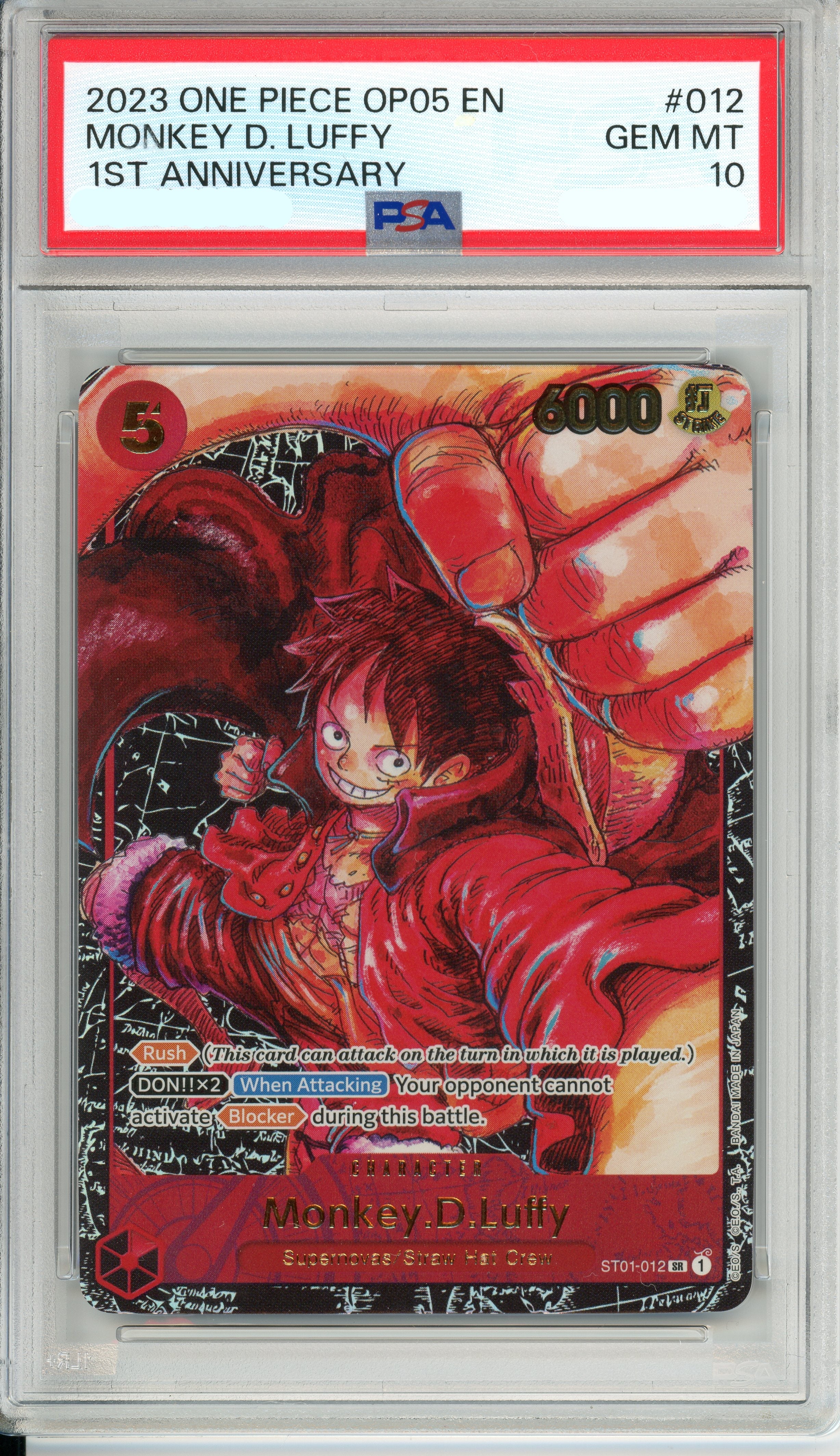 One Piece Graded: Monkey D. Luffy ST01-012 1st Anniversary PSA 10