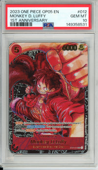 One Piece Graded: Monkey D. Luffy ST01-012 1st Anniversary PSA 10