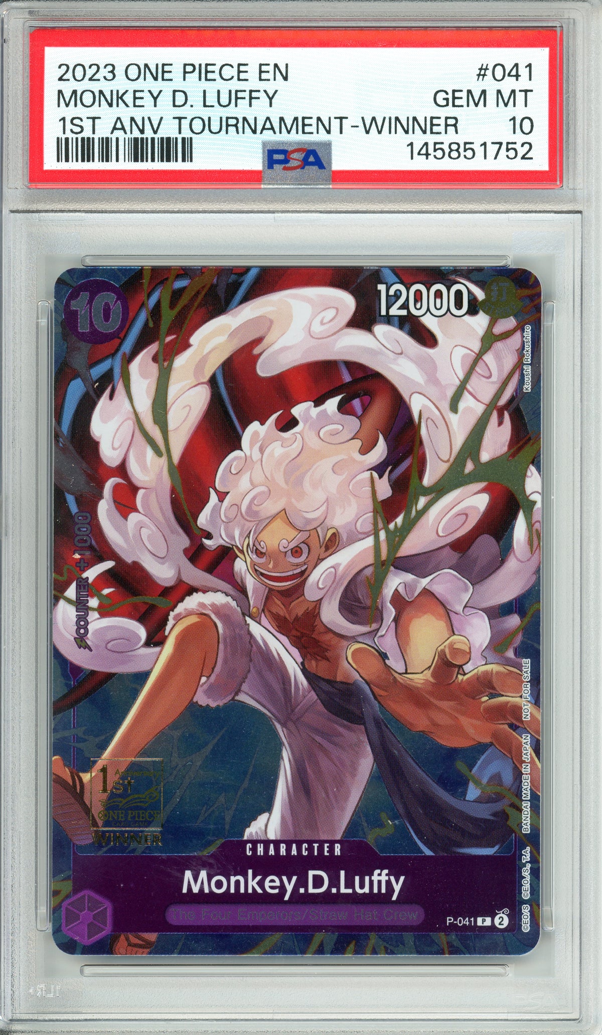 One Piece Graded: Monkey D. Luffy #41 1st Anniversary Winner (2023) PSA 10