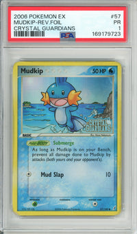 Pokemon Graded: Mudkip 57/100 Crystal Gaurdians (2006) Reverse Foil PSA 1