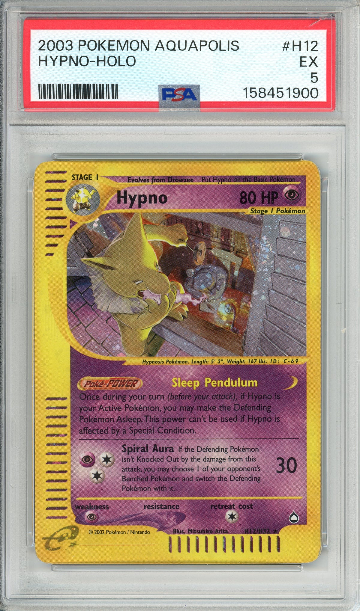 Pokemon Graded: Hypno H12/H32 Aquapolis (2003) Holo PSA 5