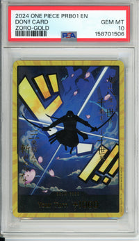 One Piece Graded: Don!! Card Zoro Gold PRB01 PSA 10