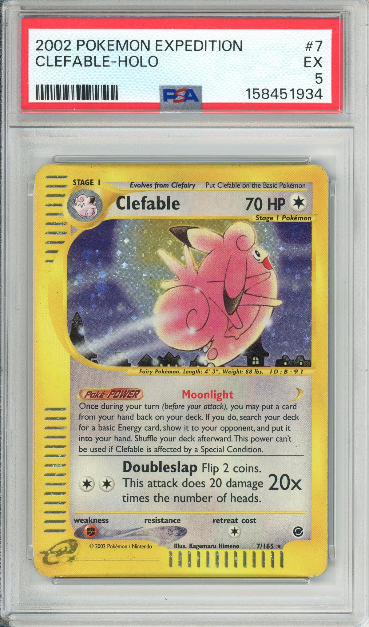 Pokemon Graded: Clefable 7/165 Expedition (2002) Holo PSA 5