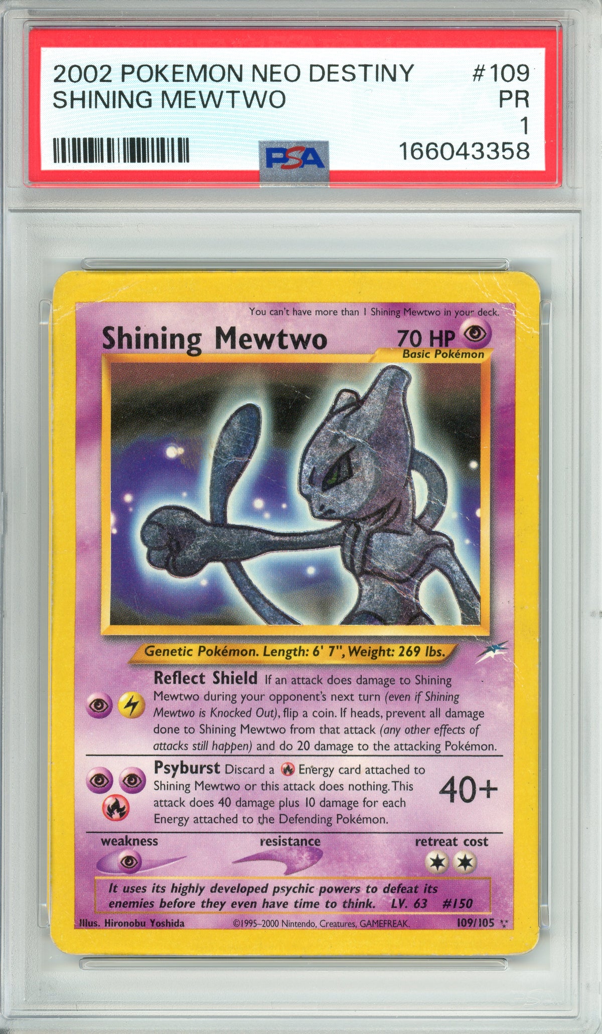 Pokemon Graded: Shining Mewtwo 109/105 Neo Destiny (2002) PSA 1