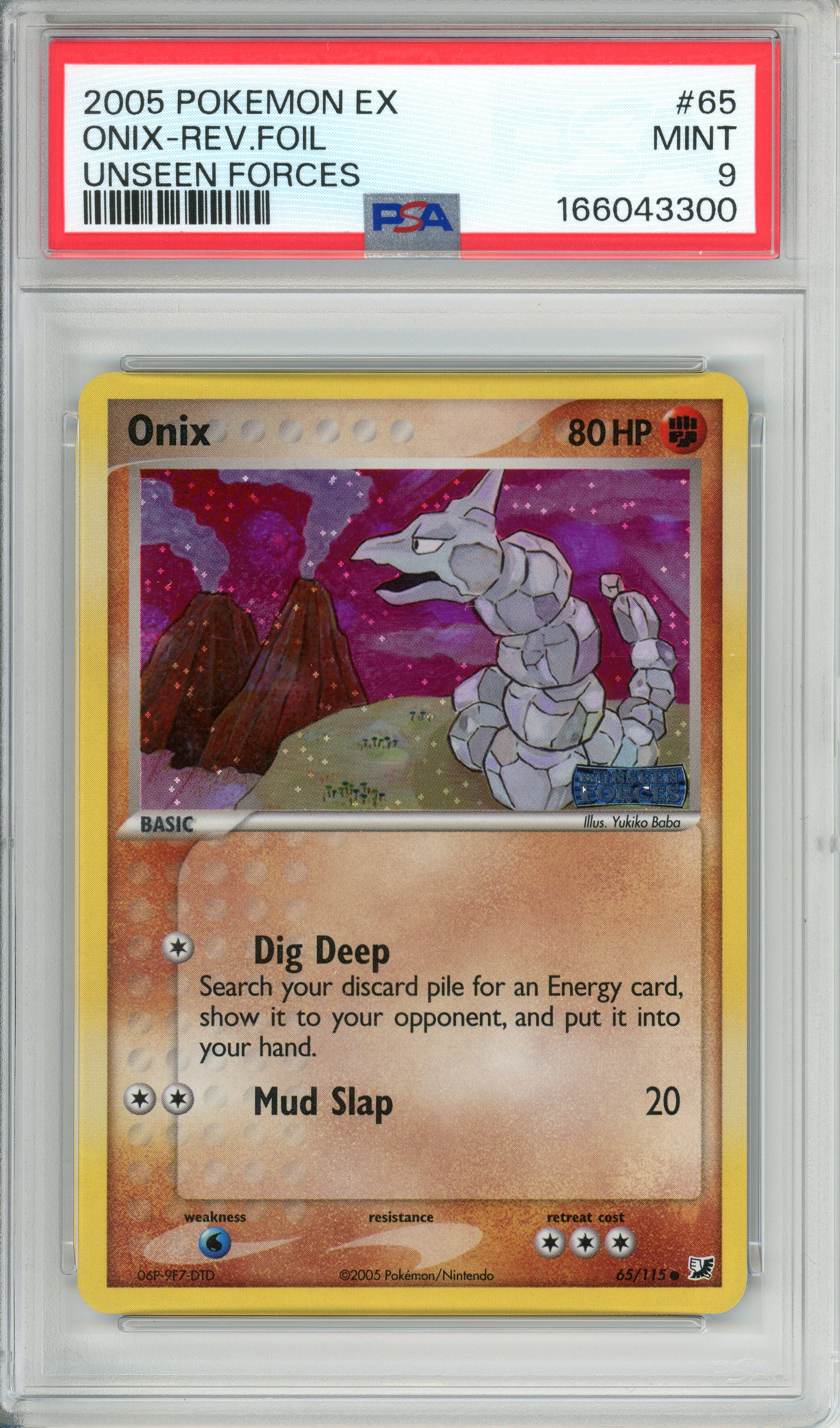 Pokemon Graded: Onix 65/135 Unseen Forces (2005) Reverse Foil PSA