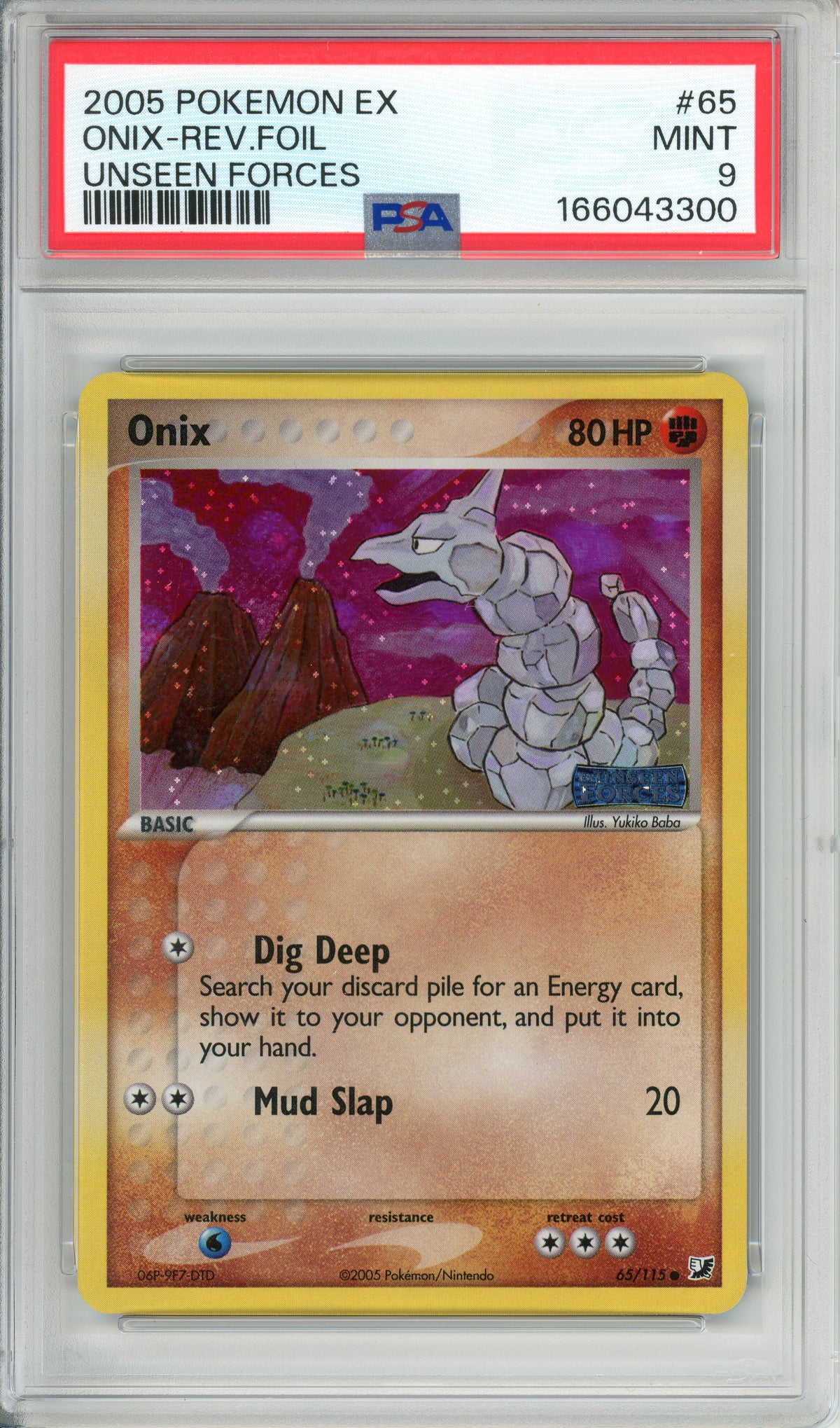 Pokemon Graded: Onix 65/135 Unseen Forces (2005) Reverse Foil PSA 9