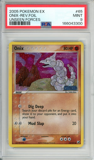 Pokemon Graded: Onix 65/135 Unseen Forces (2005) Reverse Foil PSA 9