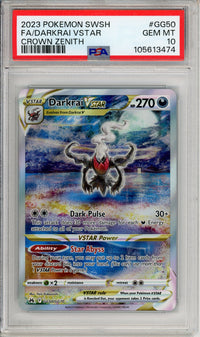 Pokemon Graded: Darkrai VSTAR GG50/GG70 Crown Zenith (2023) Full Art Holo PSA 10