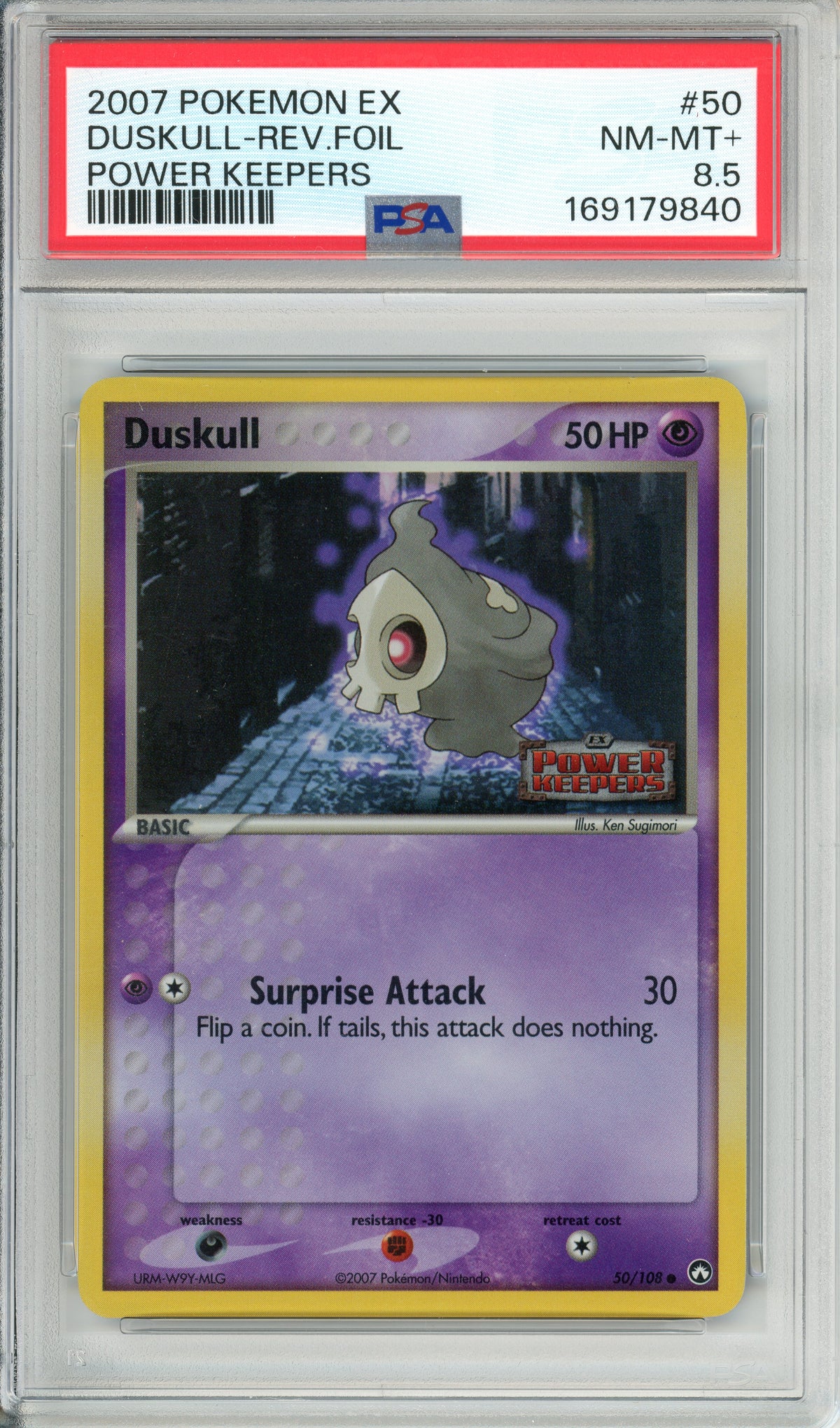 Pokemon Graded: Duskull 50/108 Power Keepers (2007) Reverse Foil PSA 8.5