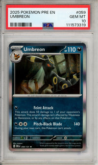 Pokemon Graded: Umbreon 59/131 Prismatic Evolutions (2025) Holo PSA 10