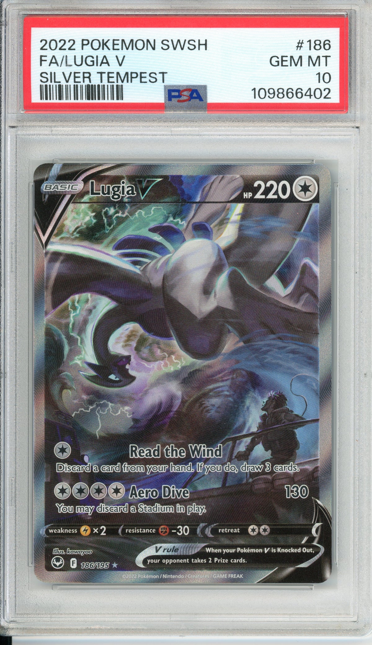 Pokemon Graded: Lugia V 186/195 Silver Tempest (2022) Full Art PSA 10