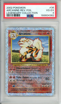 Pokemon Graded: Arcanine 36/110 Legendary Collection (2002) Reverse Foil PSA 4
