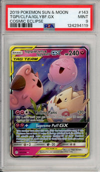 Pokemon Graded: Togepi & Cleffa & Igglybuff GX 143/236 Cosmic Eclipse (2019) Holo PSA 9
