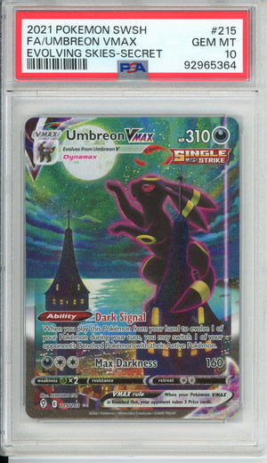 Pokemon Graded: Umbreon 215/203 Evolving Skies (2021) Secret Rare PSA 10
