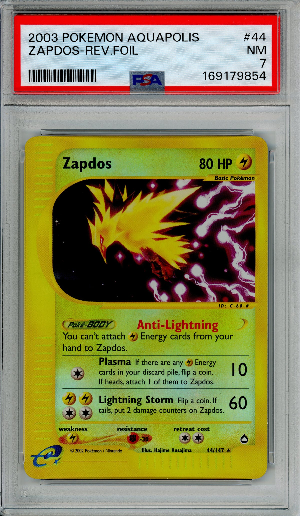 Pokemon Graded: Zapdos 44/147 Aquapolis (2003) Reverse Foil PSA 7