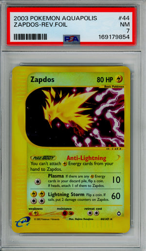 Pokemon Graded: Zapdos 44/147 Aquapolis (2003) Reverse Foil PSA 7