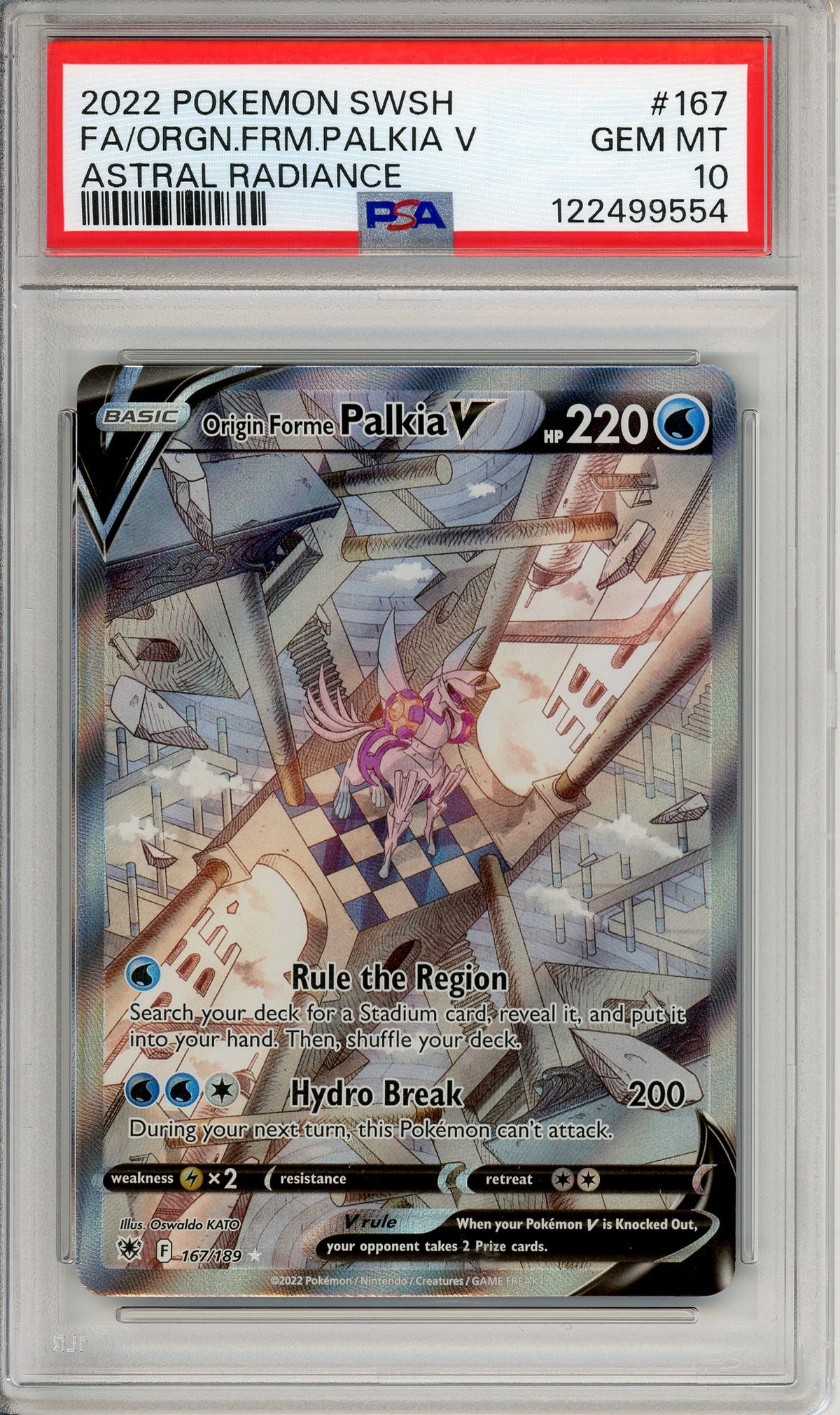 Pokemon Graded: Origin Forme Palkia V 167/189 Astral Radiance (2022) Full Art Holo PSA 10