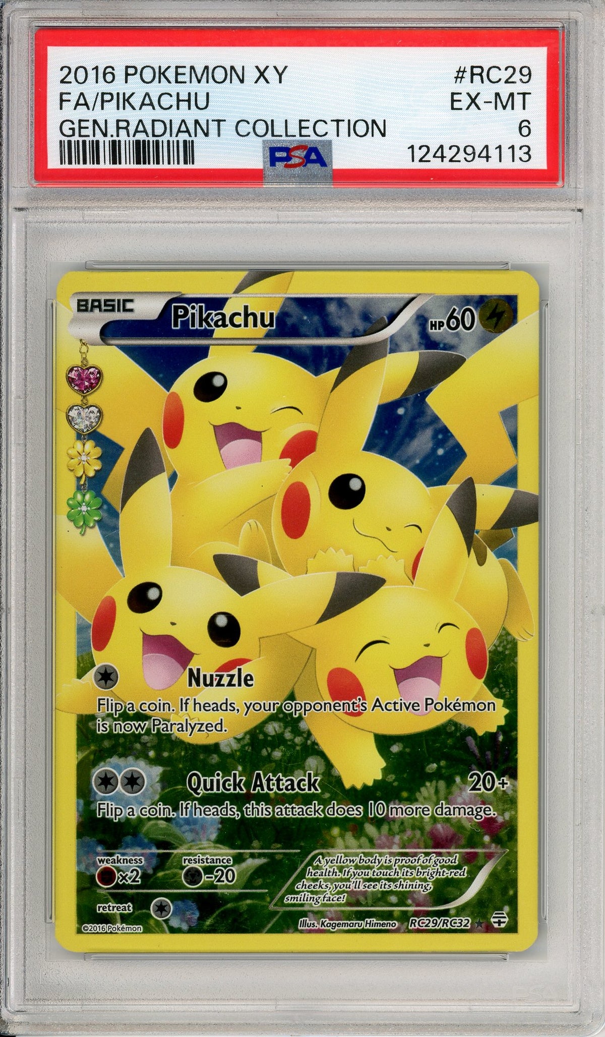 Pokemon Graded: Pikachu RC29/RC32 XY Generations Radiant Collection (2016) Holo PSA 6