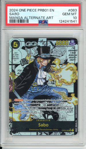 One Piece Graded: Sabo Manga Alt Art OP04-083 Kingdoms of Intrigue PSA 10