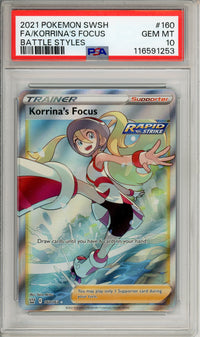Pokemon Graded: Korrina's Focus 160/163 Battle Styles (2021) Full Art Holo PSA 10