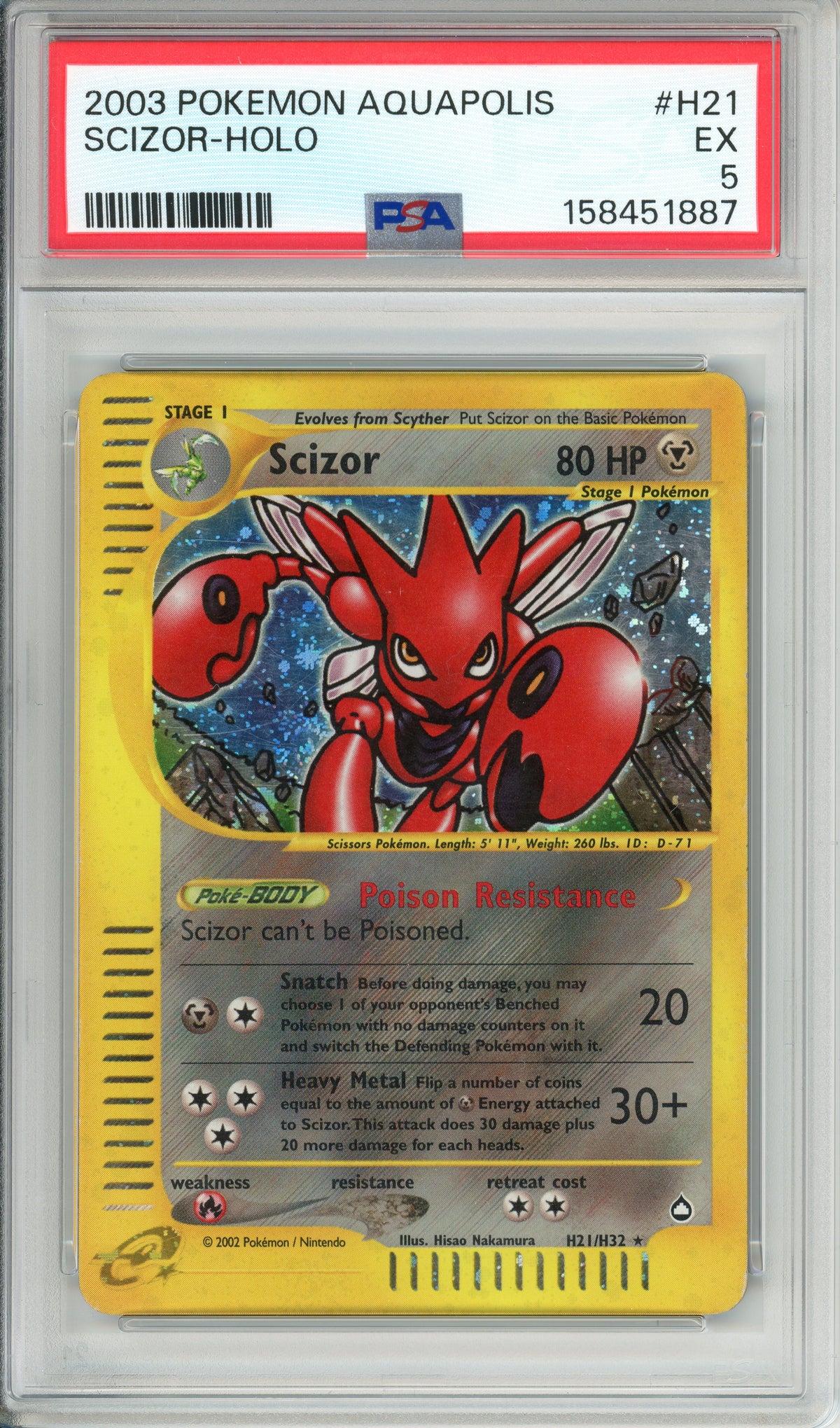 Pokemon Graded: Scizor H21/H32 Aquapolis (2003) Holo PSA 5