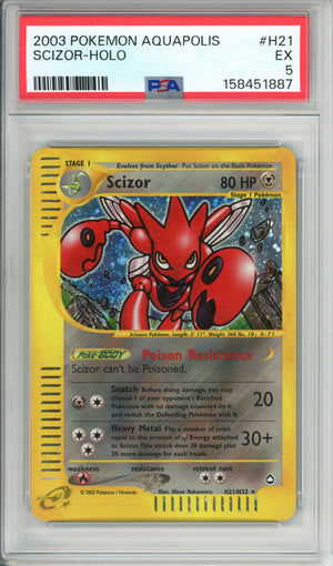 Pokemon Graded: Scizor H21/H32 Aquapolis (2003) Holo PSA 5