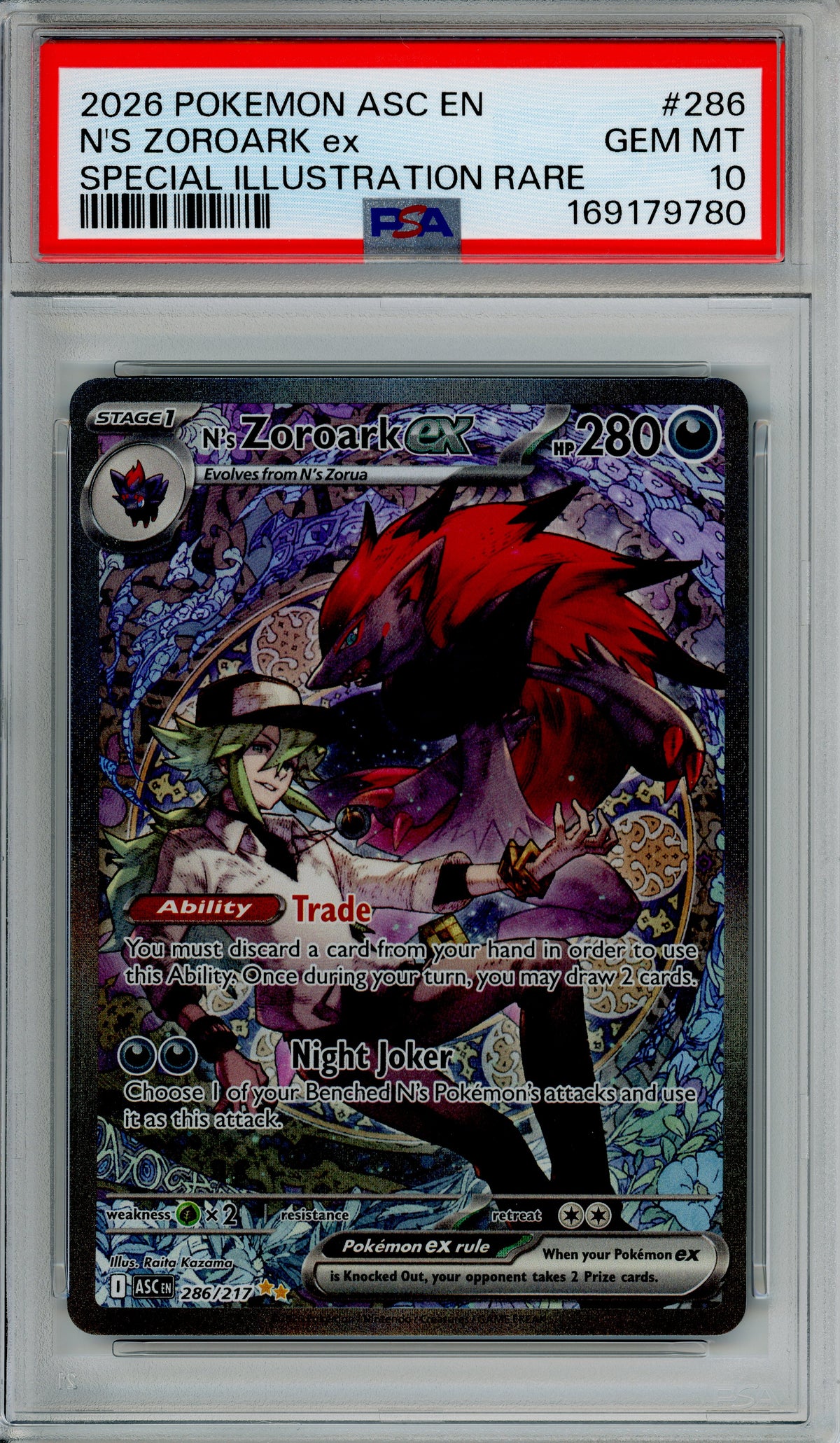 Pokemon Graded: N's Zoroark 286/217 Ascended Heroes (2026) SIR PSA 10