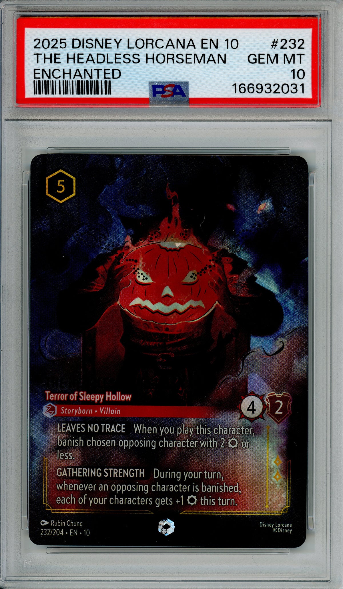 Lorcana Graded: The Headless Horseman 232/204 Enchanted (2025) PSA 10