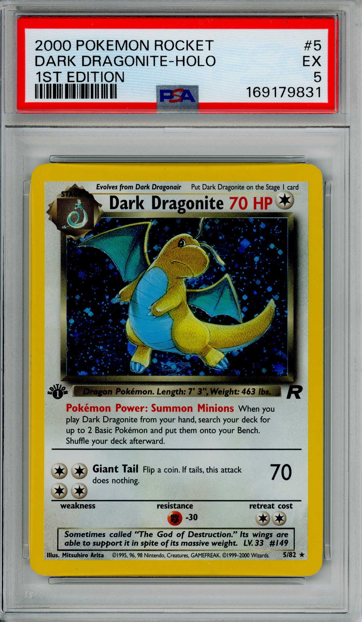 Pokemon Graded: Dark Dragonite 1st Edition 5/82 Team Rocket (2000) PSA 5