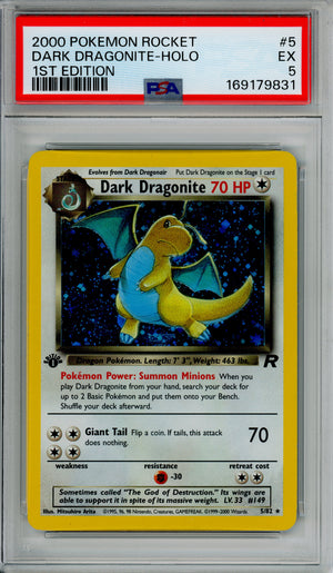 Pokemon Graded: Dark Dragonite 1st Edition 5/82 Team Rocket (2000) PSA 5