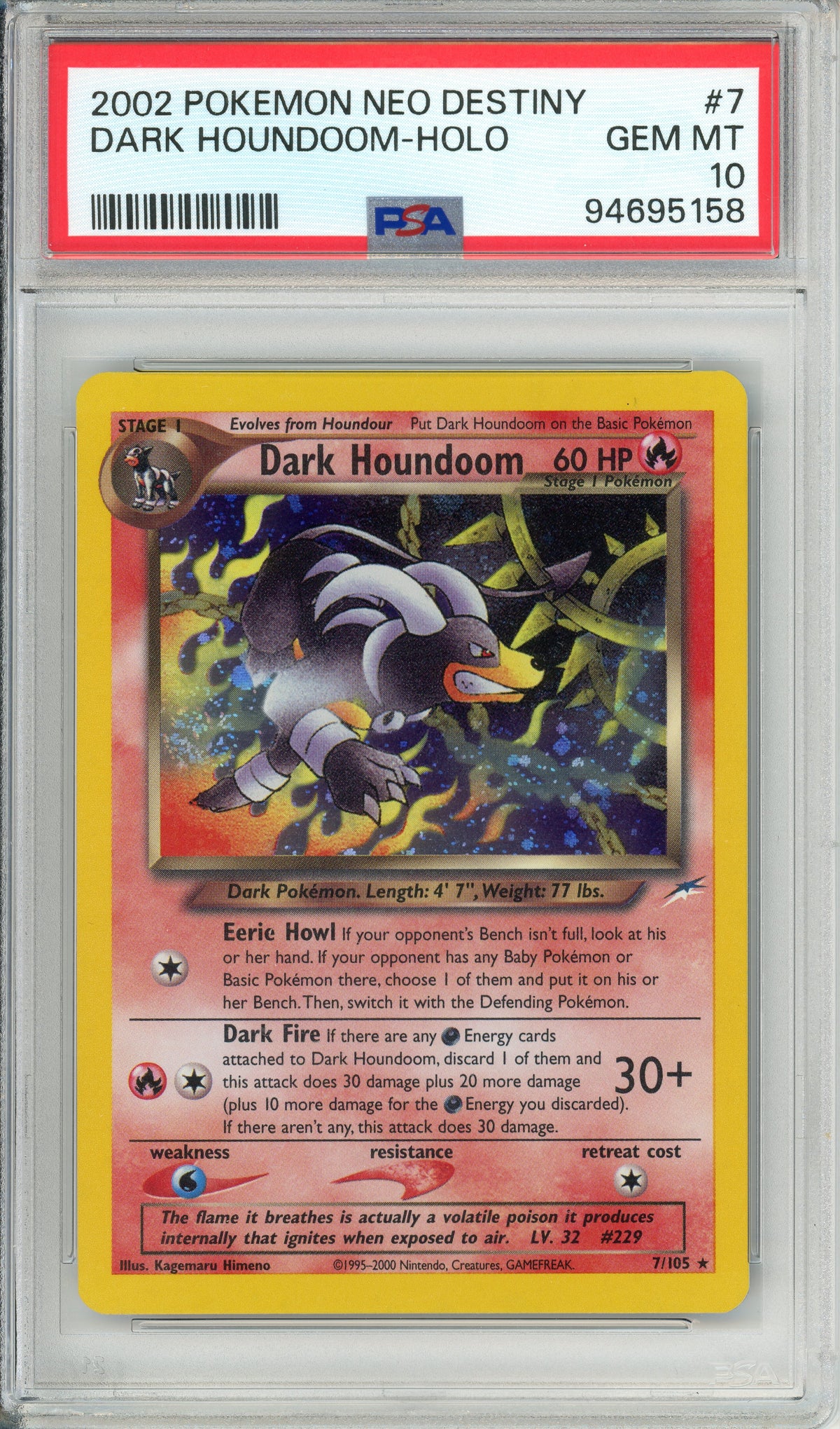 Pokemon Graded: Dark Houndoom 7/105 Neo Destiny (2002) Holo PSA 10