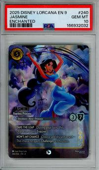 Lorcana Graded: Jasmine Fearless Princess 240/204 Enchanted (2025) PSA 10