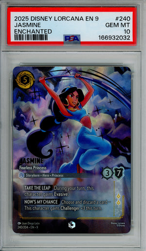 Lorcana Graded: Jasmine Fearless Princess 240/204 Enchanted (2025) PSA 10