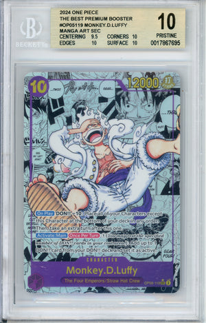 One Piece Graded: Monkey D. Luffy OP05-119 Manga Alternate Art Beckett 10