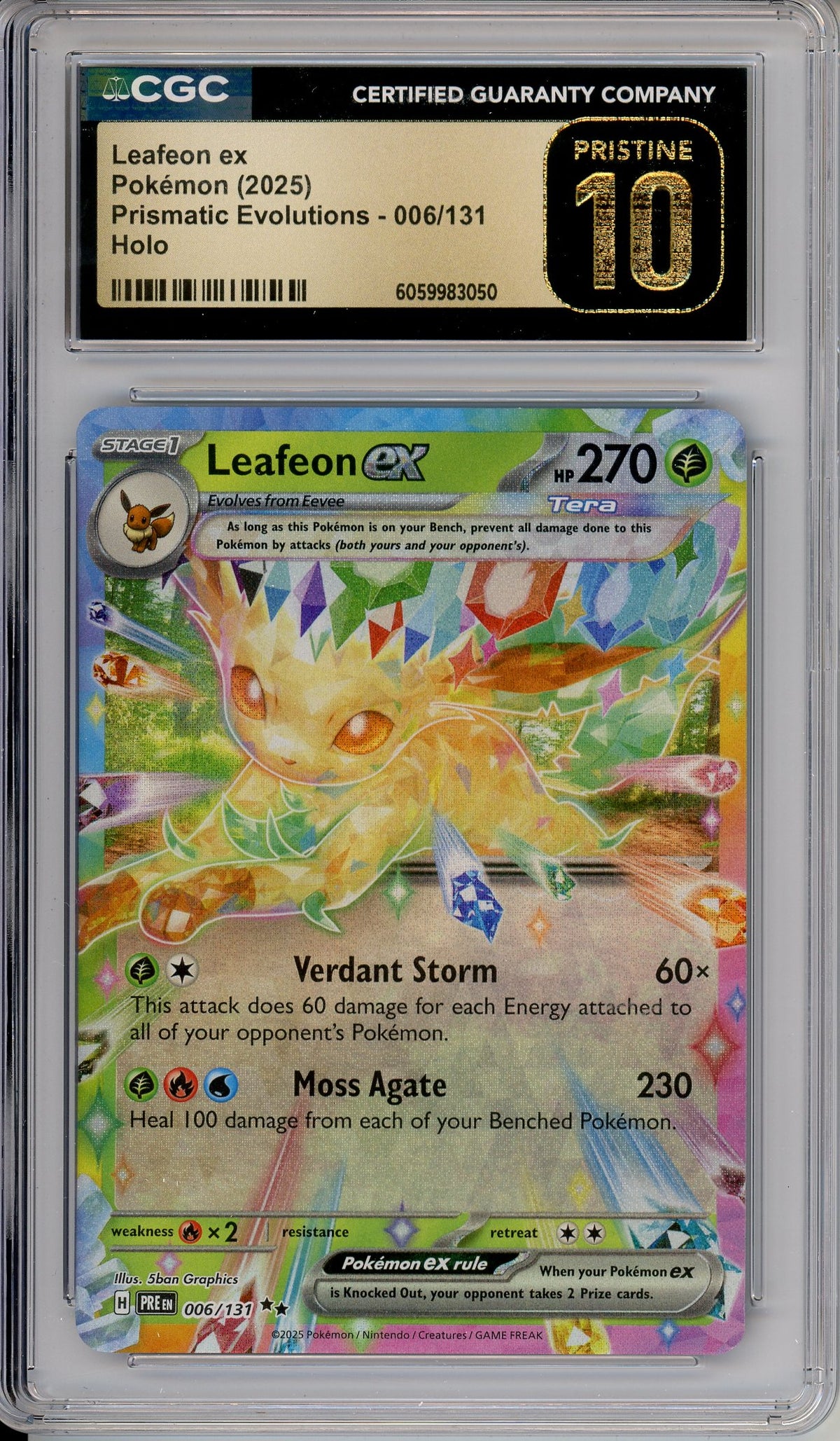 Pokemon Graded: Leafeon ex 6/131 Prismatic Evolutions (2025) Holo CGC Pristine 10