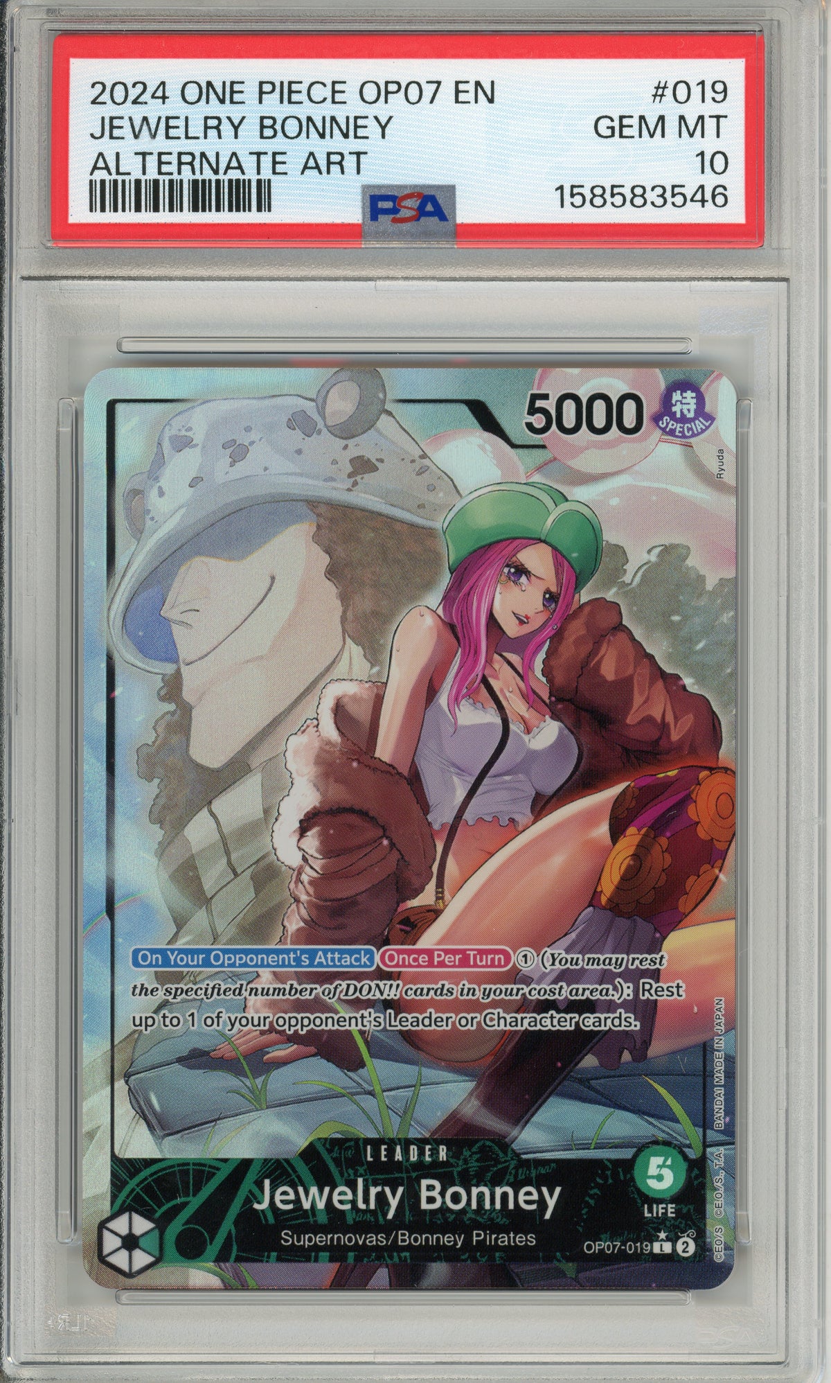 One Piece Graded: Jewelry Bonney OP07-019 Alternate Art PSA 10
