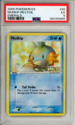 Pokemon Graded: Mudkip 56/106 Emerald (2005) Reverse Foil PSA 5