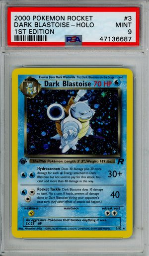 Pokemon Graded: Dark Blastoise 1st Edition 3/82 Team Rocket (2000) Holo PSA 9