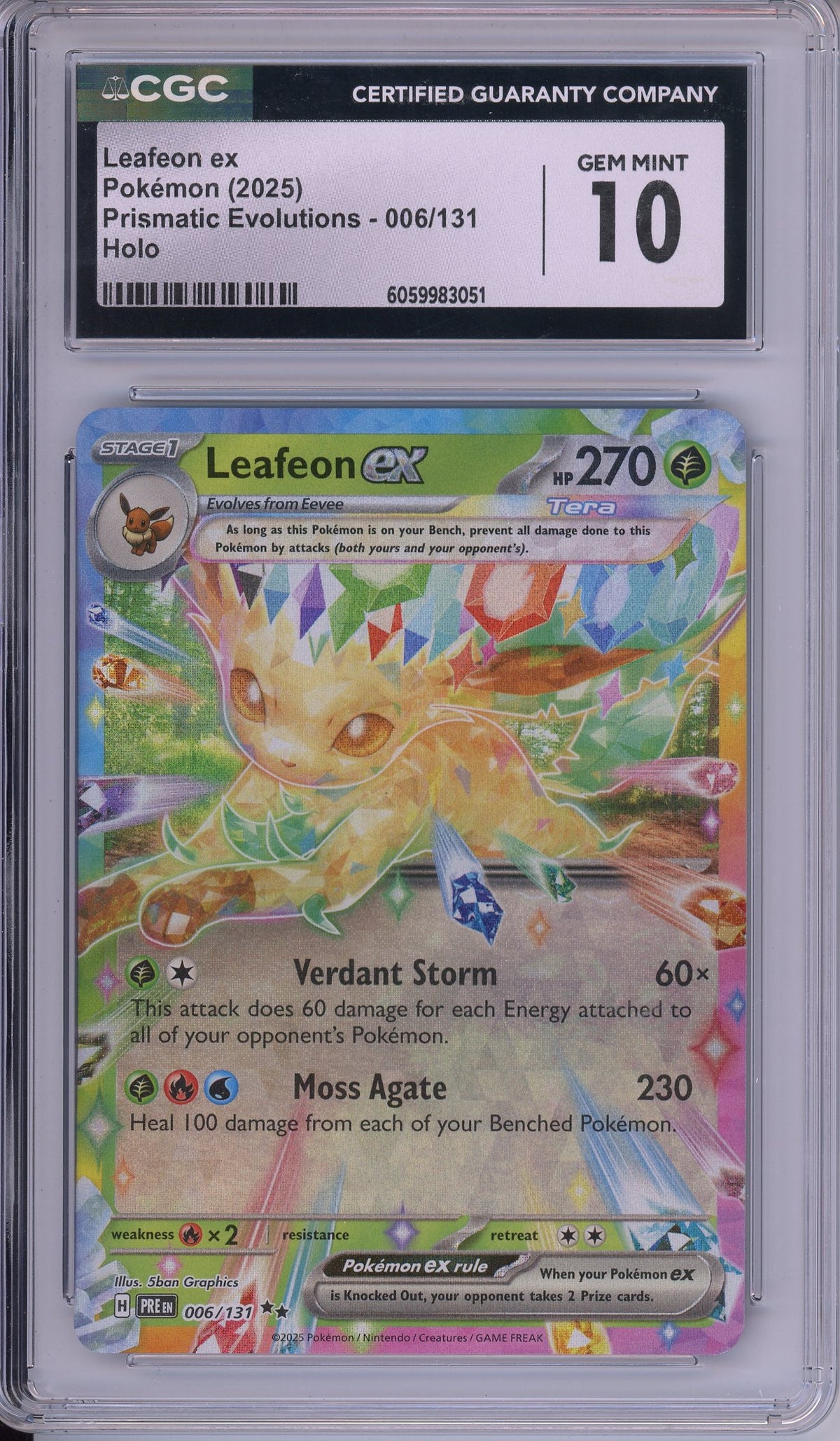 Pokemon Graded: Leafeon ex 6/131 Prismatic Evolutions (2025) Holo CGC 10