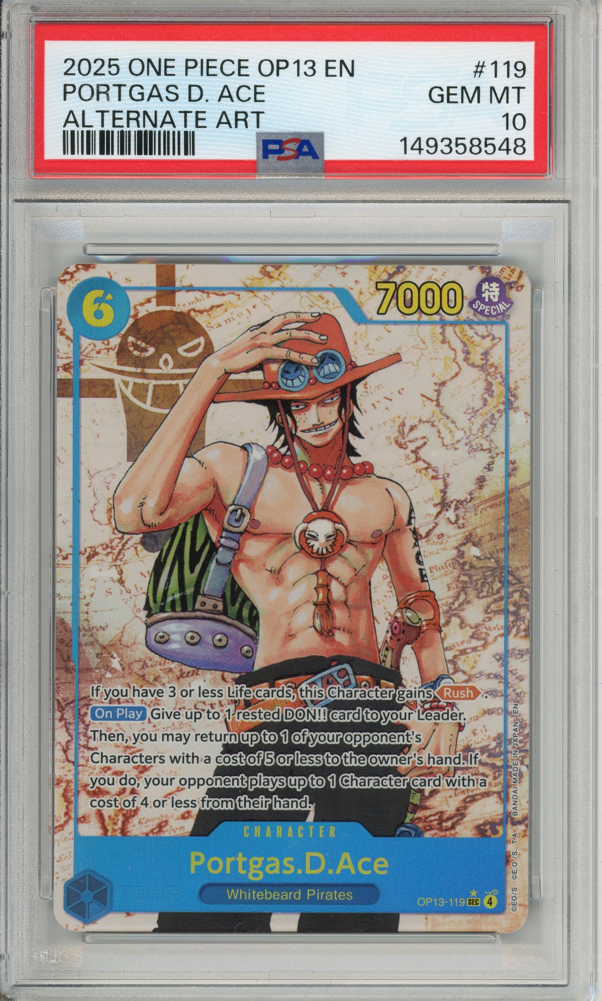 One Piece Graded: Portgas D. Ace OP13-119 Alternate Art PSA 10