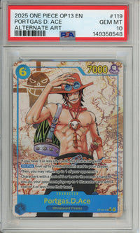 One Piece Graded: Portgas D. Ace OP13-119 Alternate Art PSA 10
