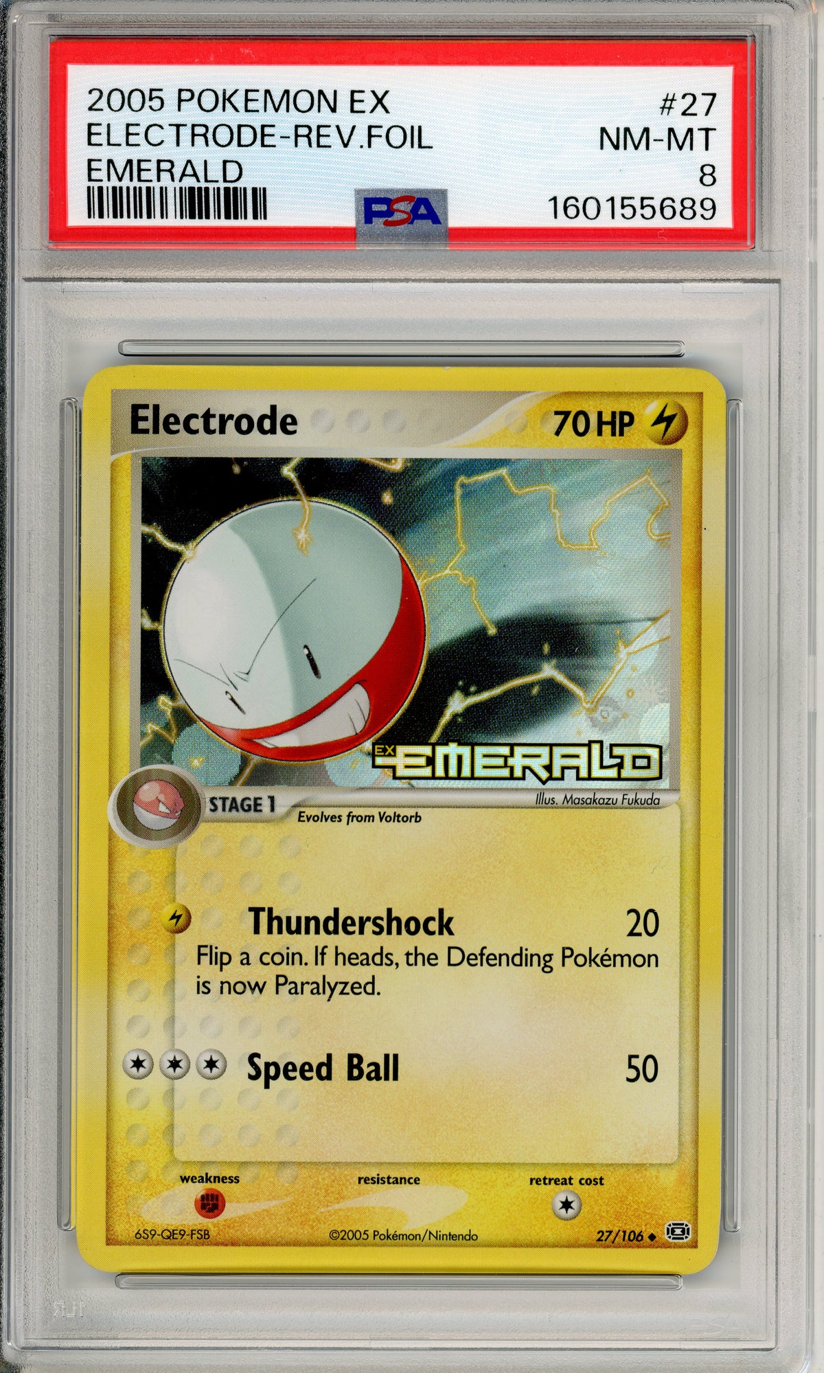 Pokemon Graded: Electrode 27/108 Emerald (2005) Reverse Foil PSA 8