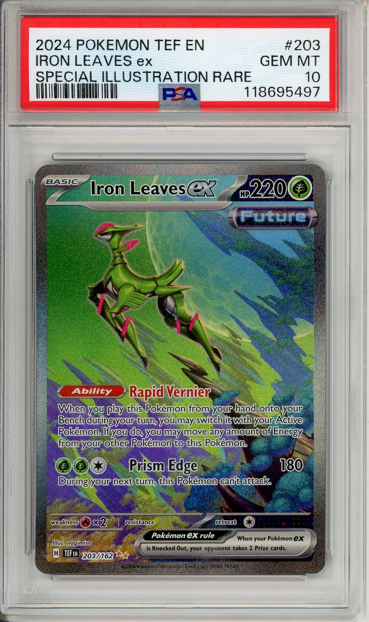 Pokemon Graded: Iron Leaves ex 203/162 Temporal Forces (2024) SIR Holo PSA 10