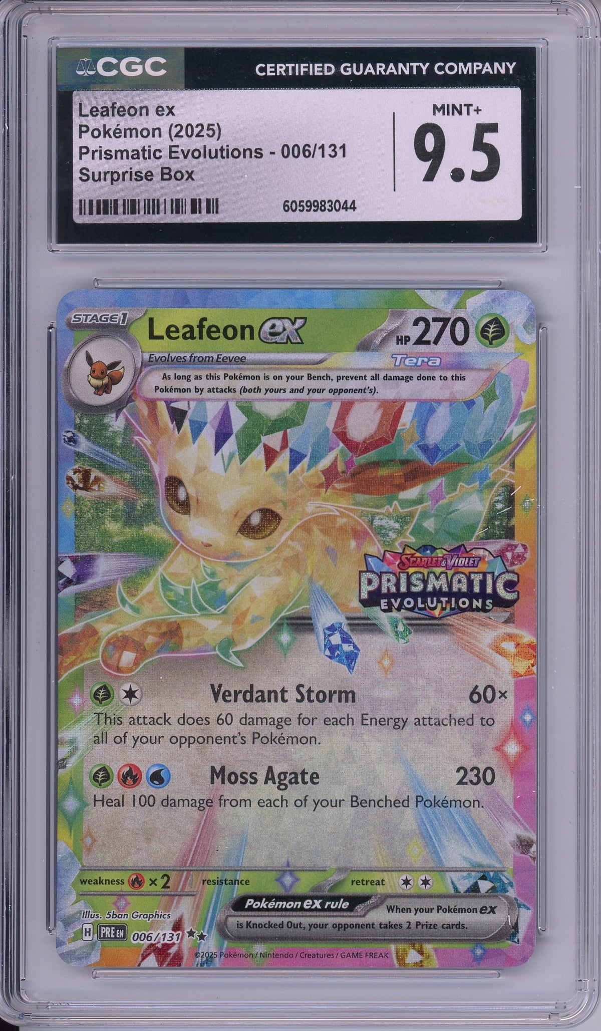 Pokemon Graded: Leafeon ex 6/131 Stamped Suprise Box Promo Prismatic Evolutions (2025) Holo CGC 10