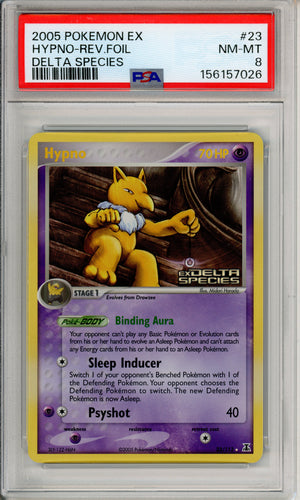 Pokemon Graded: Hypno 23/113 Delta Species (2005) Reverse Foil PSA 8