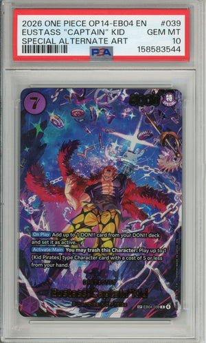 One Piece Graded: Eustass "Captain" Kid EB04-039 Special Alt Art PSA 10