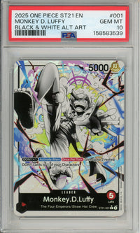 One Piece Graded: Monkey D. Luffy ST21-001 Black & White Alt Art PSA 10