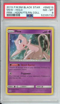 Pokemon Graded: Mew #SM215 Sun & Moon Hidden Fates Pin Collection Promo (2019) Holo PSA 8