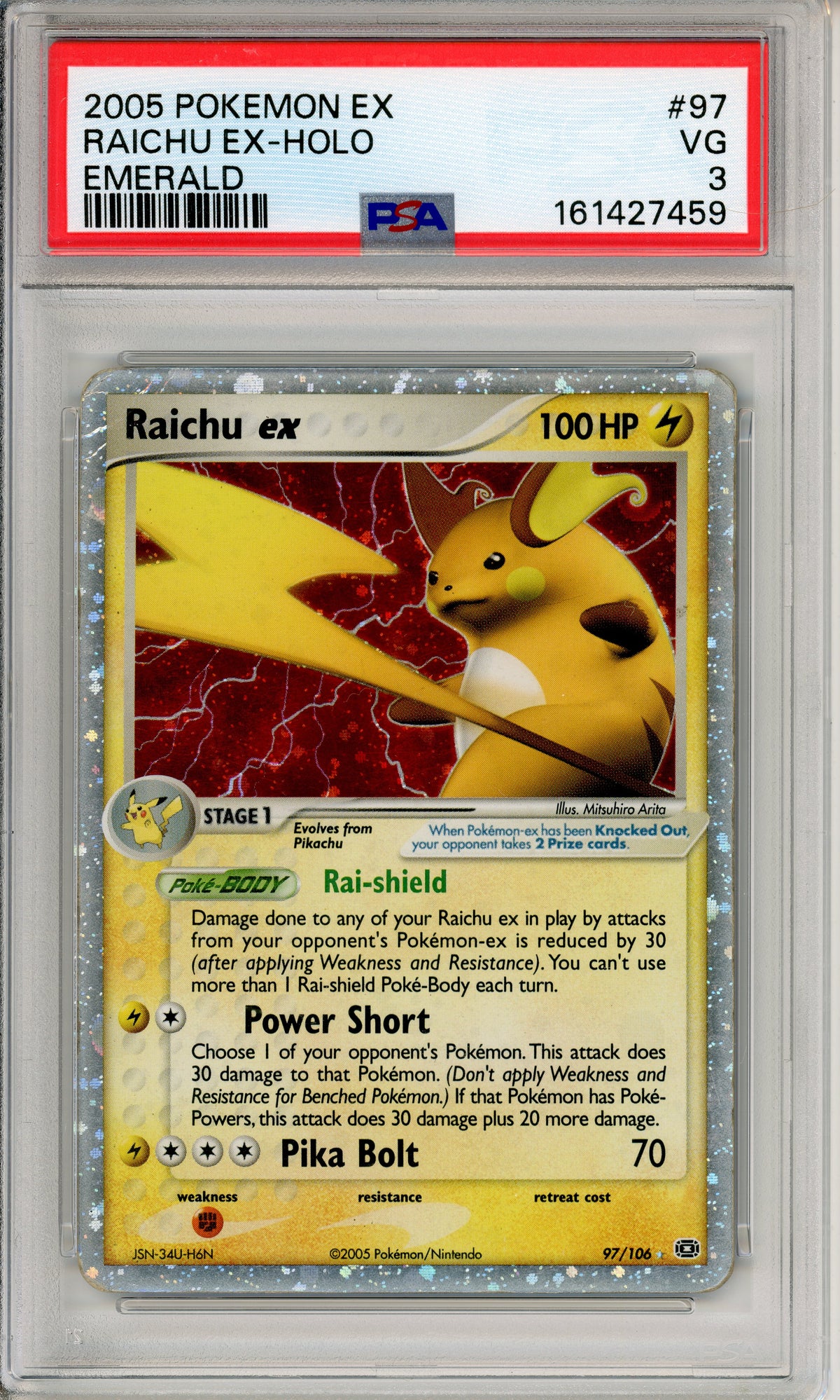 Pokemon Graded: Raichu ex 97/106 Emerald (2005) Holo PSA 3